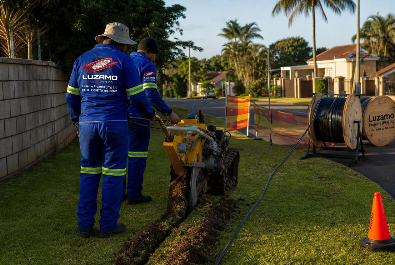 Luzamo Projects crew trenching for underground FTTH fibre routes